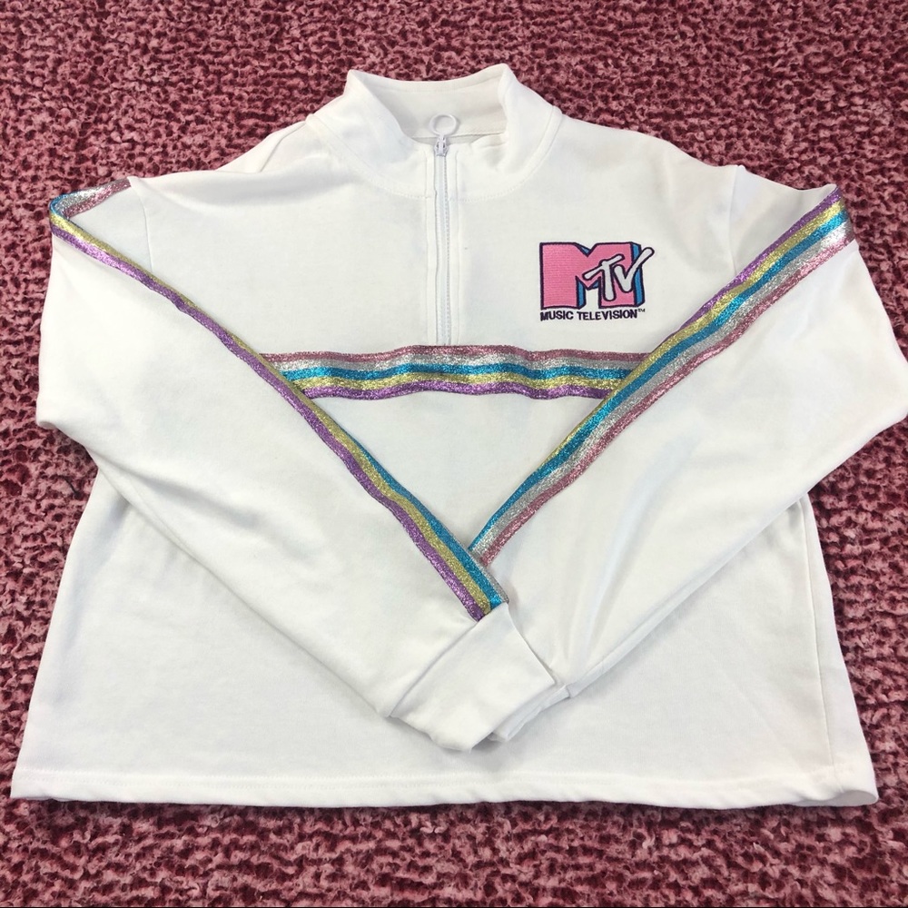 Girls MTV Quarter Zip Crop Top